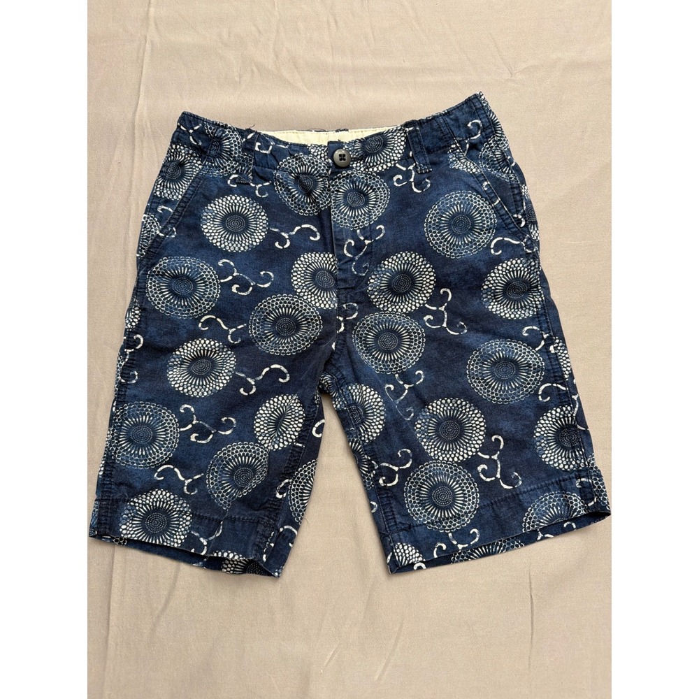 Gap Kids Boys Blue White Floral Sunburst Print Cotton Shorts Size 7 Regular